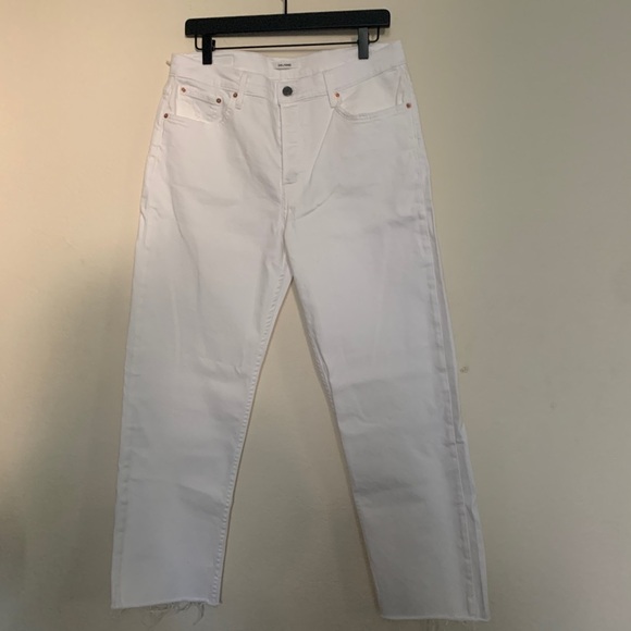NWT GRLFRND Helena Straight Leg Raw Hem White Jean - Picture 5 of 6
